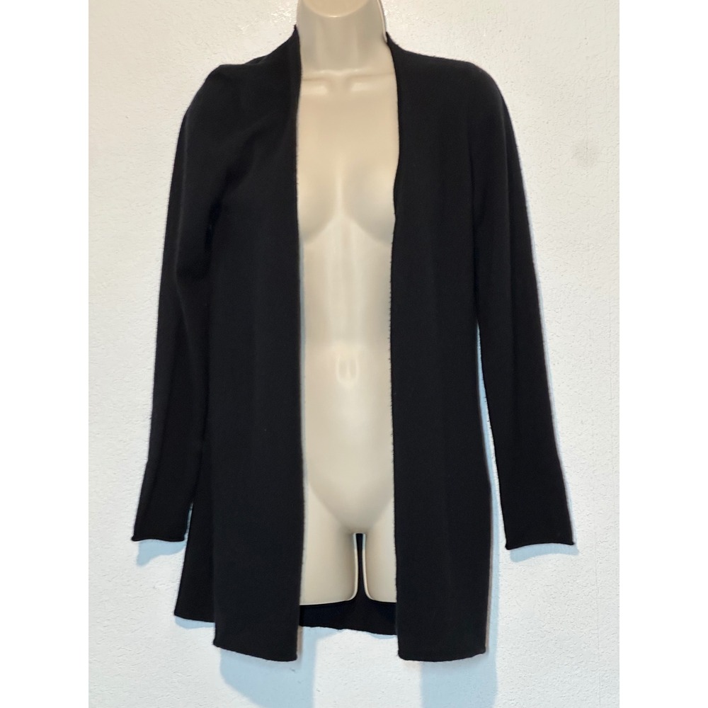 J.McLaughlin Black 100% Cashmere Open Front Longline Cardigan Sweater Small